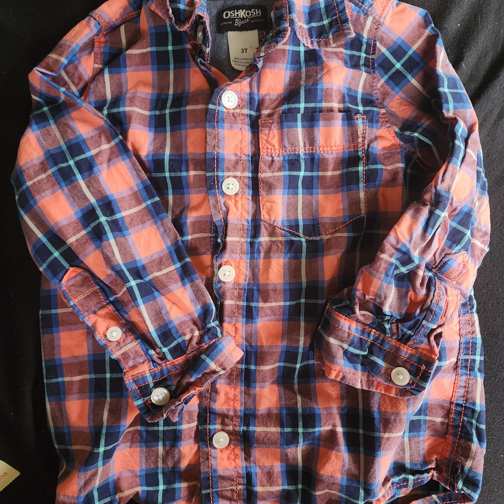 OshKosh B'gosh Kids Checkered Shirt - Coral and Navy